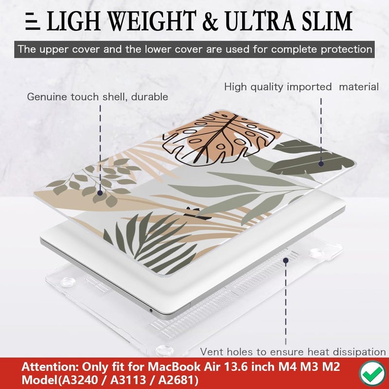 CISSOOK Compatible with MacBook Air 13.6 inch Case 2025 2024 2022 Release A3240 A3113 A2681, Tropical Hard Shell Case with Keyboard Cover for MacBook Air 13 inch M2 M3 M4 Chip - Image 4